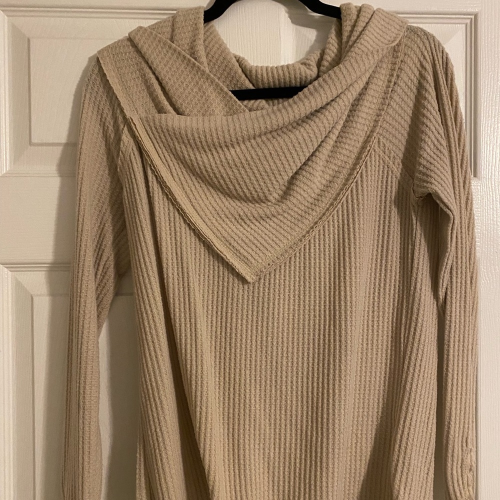 Democracy cream sweater with fun neck detail